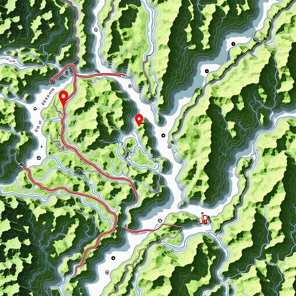 Digital GPS tracking map showing tourist paths and natural features in Uvac Special Nature Reserve