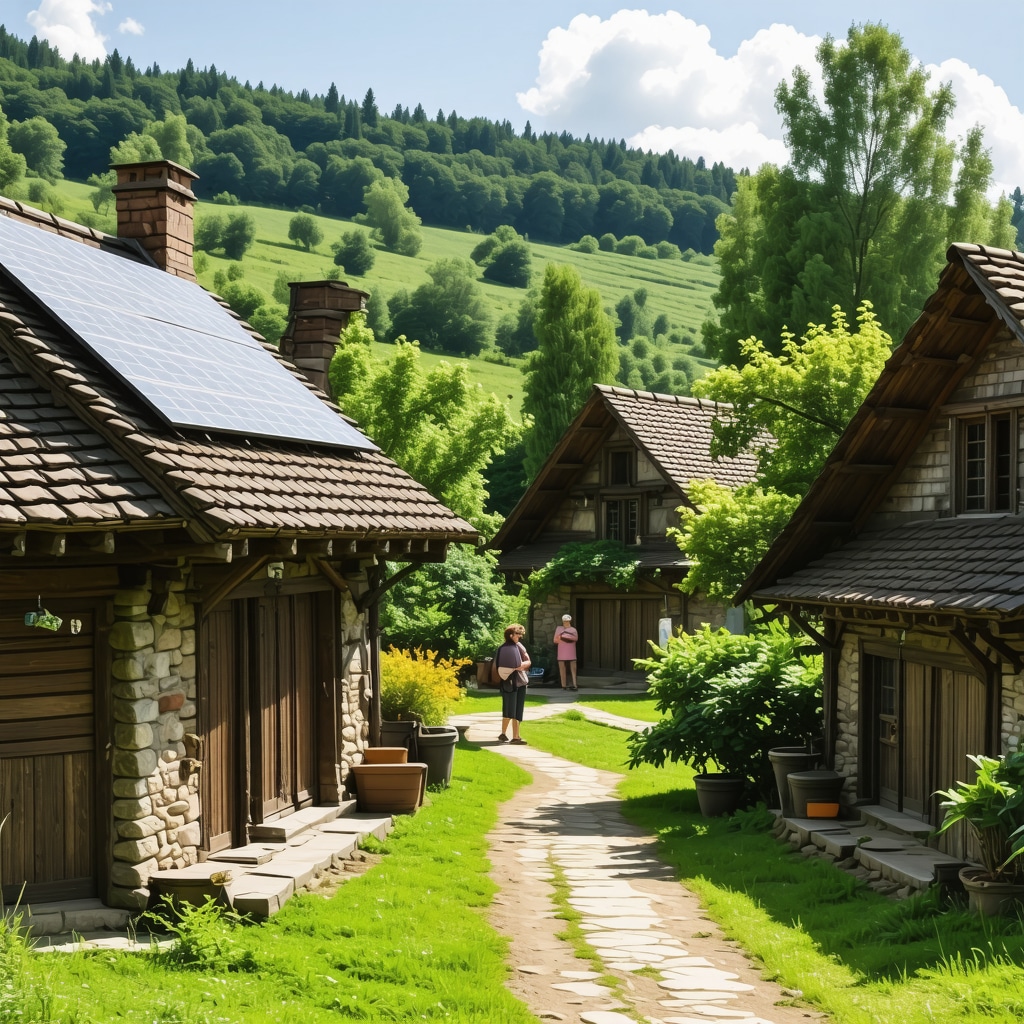 Tradicionalno etno selo Pepe u Šumadiji sa solarnim panelima i turistima koji koriste digitalne vodiče