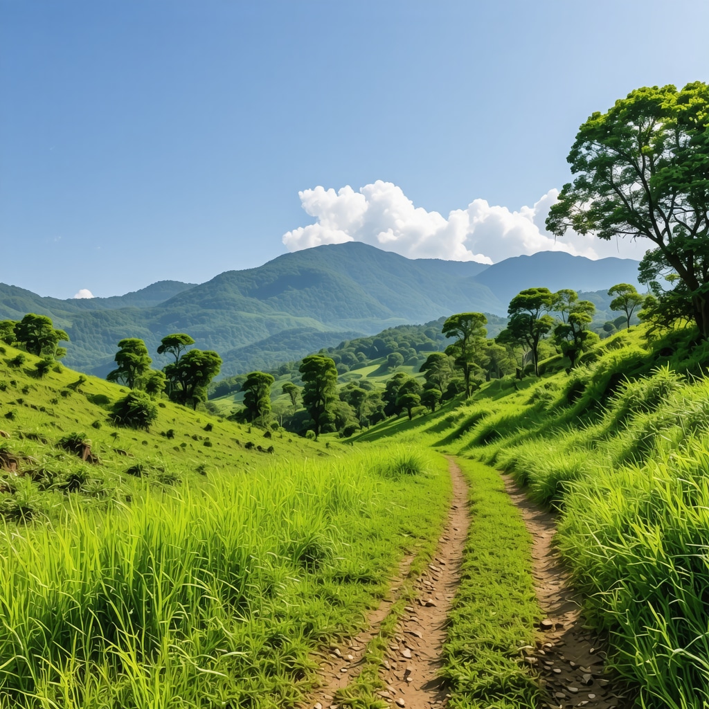 Scenic hiking trail surrounded by green forest and mountains in Tara National Park