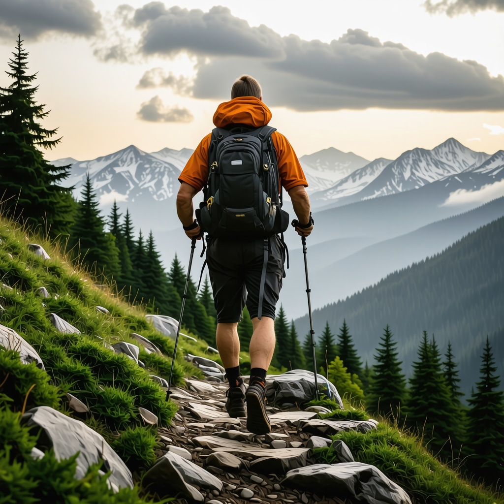 Iskusni planinar koristi planinarske štapove i GPS uređaj na stazi u Nacionalnom parku Tara