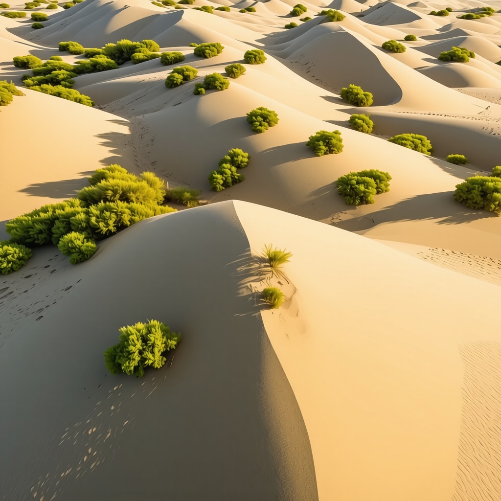 Aerial image showing sand dunes and vegetation diversity in Deliblatska peščara