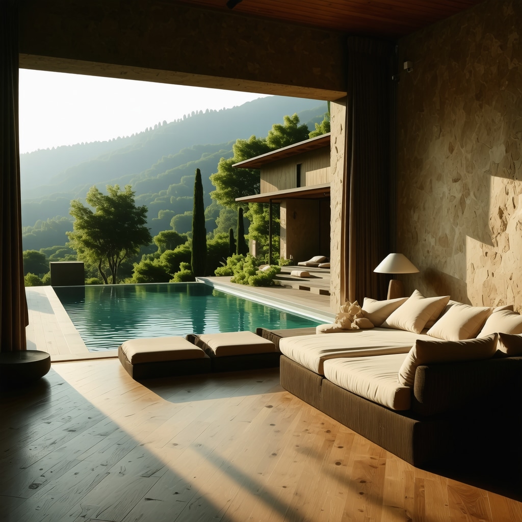 Traditional Serbian salaš featuring a swimming pool amid green nature