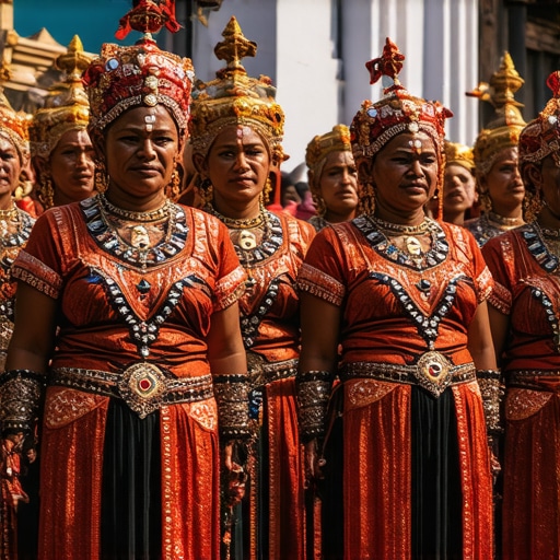 Colorful procession during Jyapunhi Jatra festival in Panauti