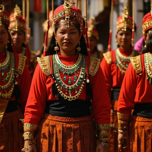 Colorful procession during Jyapunhi Jatra festival in Panauti, Nepal