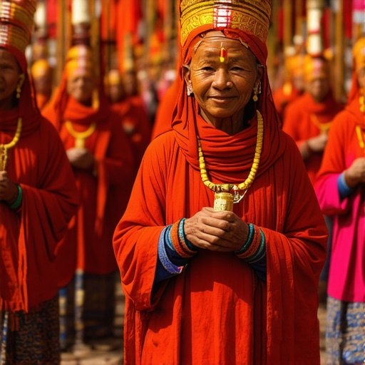 Traditional festival procession and rituals in Nepal
