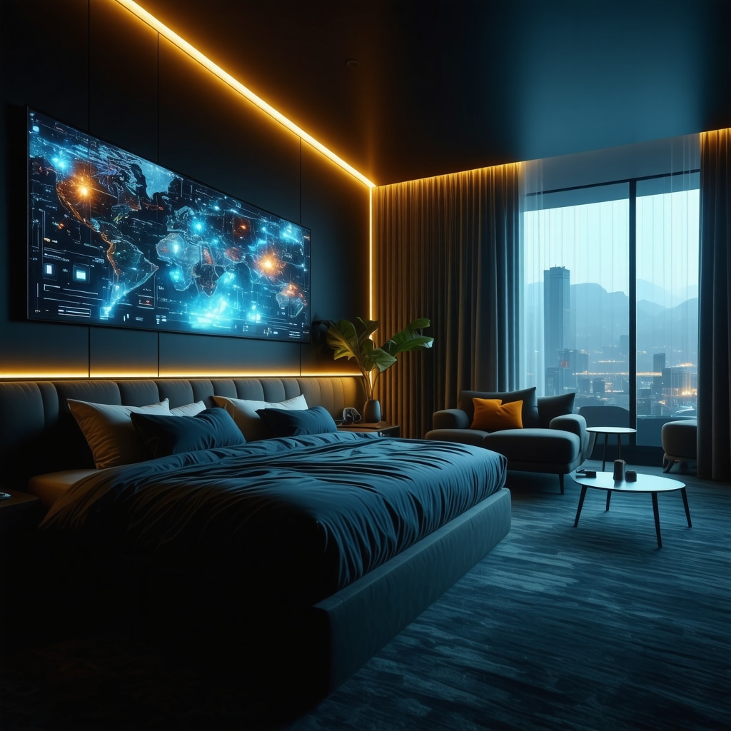 High-tech hotel room with smart controls and modern design on Tari mountain