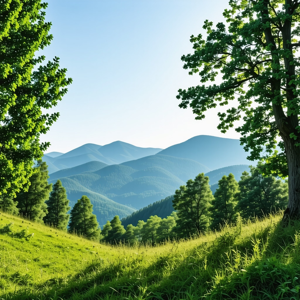 Beautiful mountain landscape of Stara Planina with green slopes and blue sky.