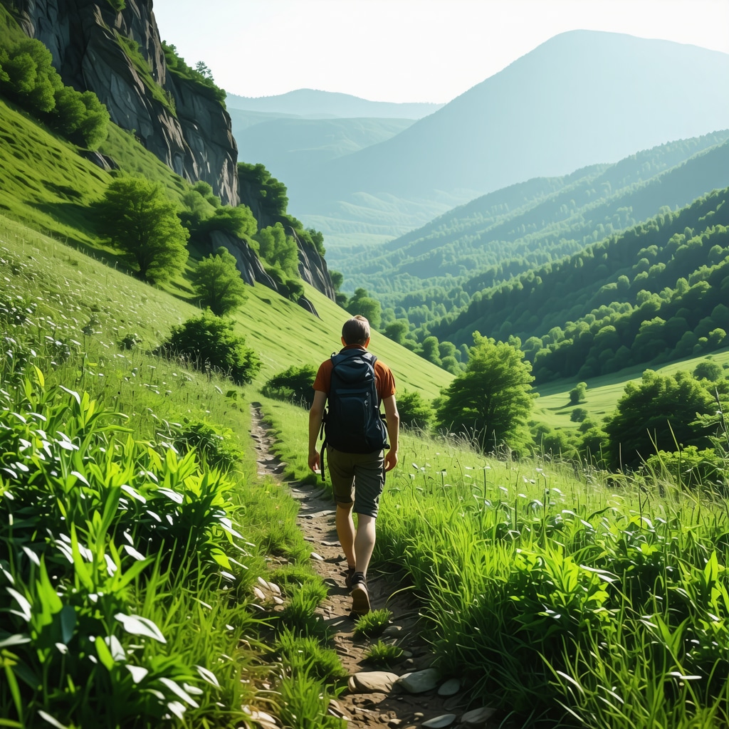 Hiker exploring a lush mountain trail in Serbia, capturing natural beauty and personal growth