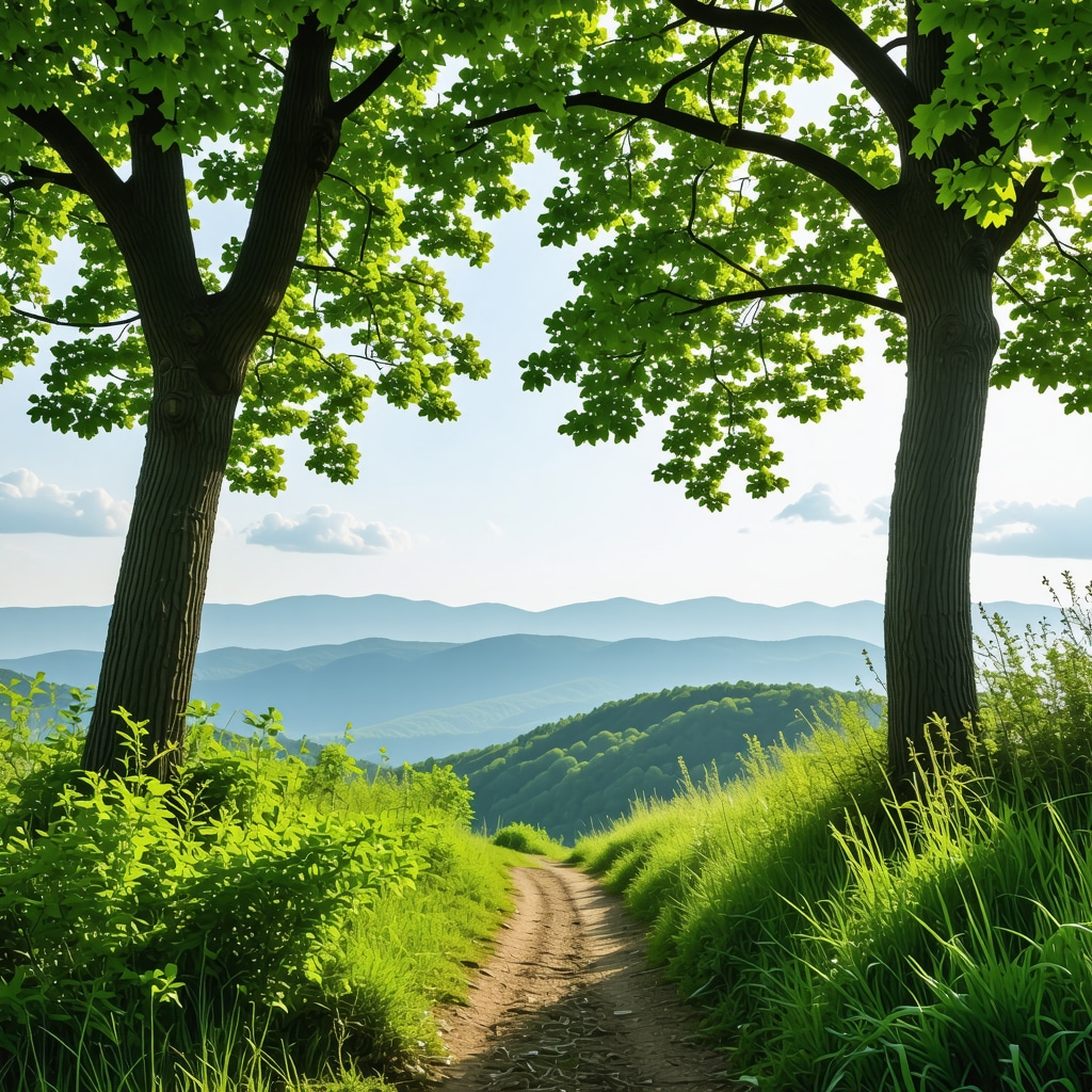 Scenic mountain trail in Serbia with lush greenery and clear sky