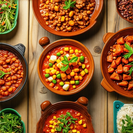 Authentic Serbian Cuisine in Rural Setting Traditional Serbian dishes served at a rustic table, vibrant and inviting, authentic local food scene, high detail