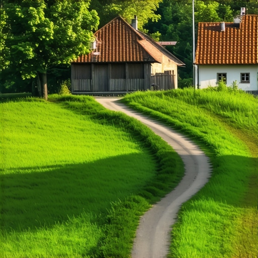 Authentic Šumadija Rural Landscape Traditional rural houses surrounded by lush greenery in Šumadija