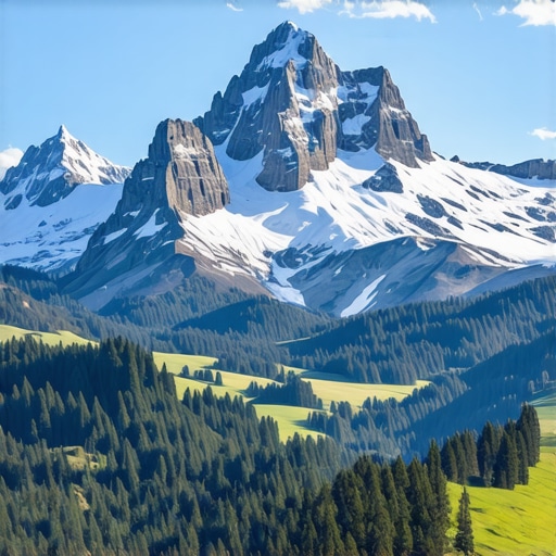 Panoramic view of Bavarian Alps with snow-capped peaks and lush green valleys for eco-friendly tourism