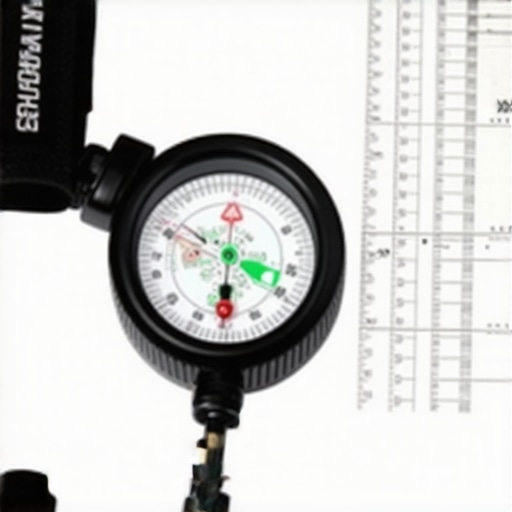 Close-up of a compass and topographic map in rugged terrain for advanced navigation