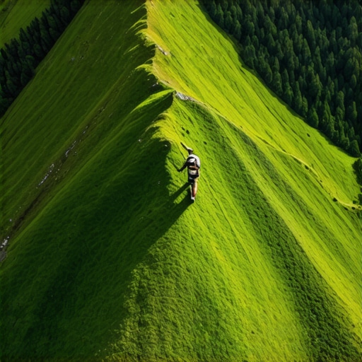 Aerial view of Tara's secret mountain trails with hikers and GPS devices