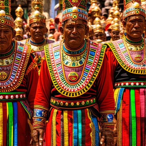 Colorful procession during Jyapunhi Jatra festival in Panauti