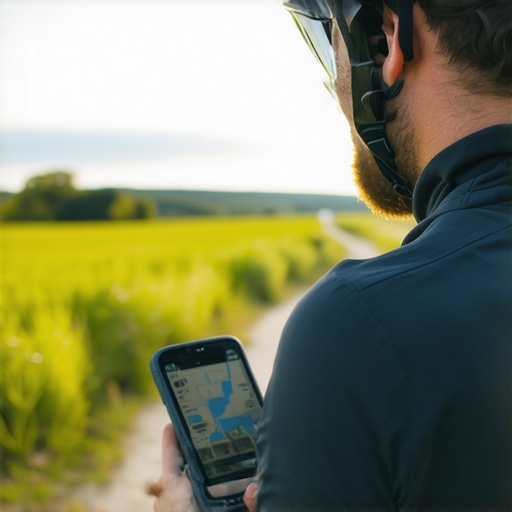 Napredni biciklista koristi GPS uređaj na stazi u Vojvodini, sa modernom opremom i pejzažem