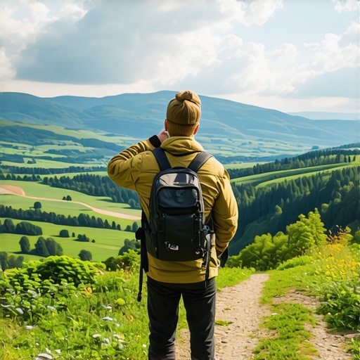 Tourist hiking in Zlatibor mountain landscape