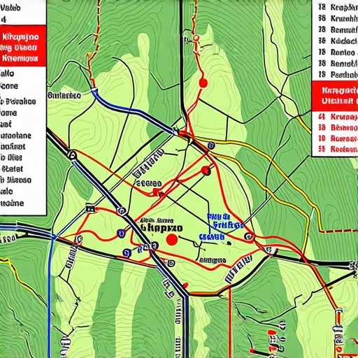 Map of Krupajsko vrelo showing trails and safety zones for hikers.