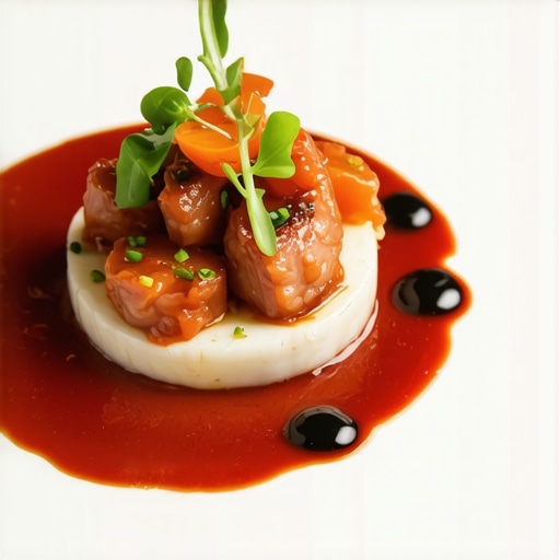 Modern Serbian dish with traditional ingredients and innovative presentation