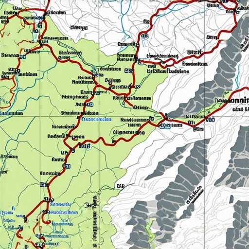 Detailed map of hiking routes on Serbian mountains with scenic views and landmarks