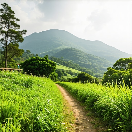 Panoramic view of Tara's hiking trails Beautiful Tara mountain landscape with hiking trail and lush greenery