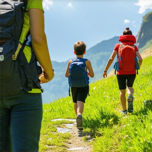 Porodica na planinarenju u prirodi, edukativna avantura za decu