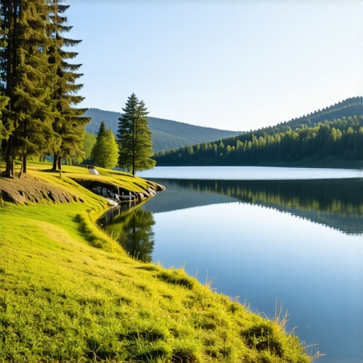 Panoramic view of Zlatar mountain with lake and hiking trails in spring