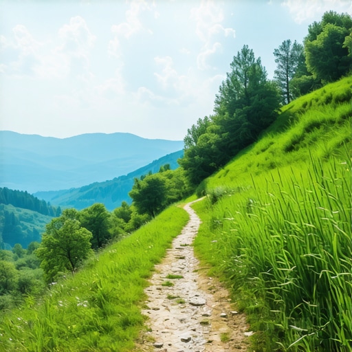 Scenic view of Serbian mountains with hiking trail and lush greenery