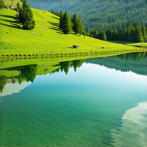 Panoramic view of Bavarian Alps with lakes and trails, emphasizing untouched nature.