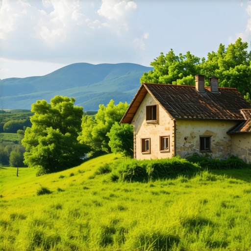 Scenic view of a traditional Serbian house surrounded by greenery in Šumadija