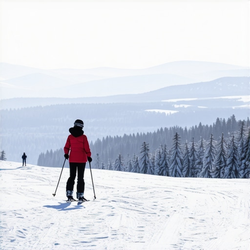 Panoramski pogled na Pohorje tokom zime sa skijašima i prirodom