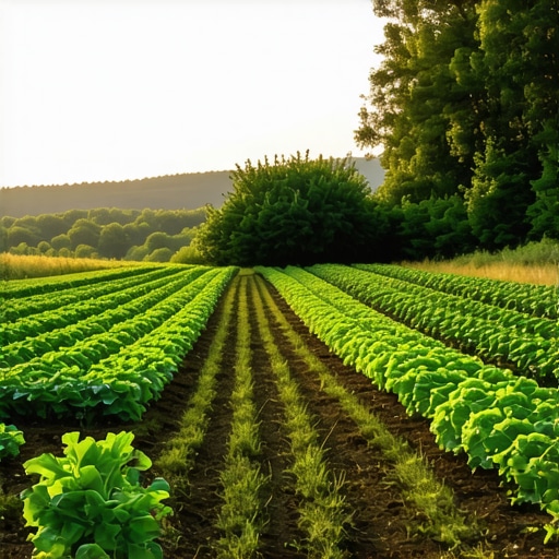 Serbian farm with organic vegetables and fruits, rural landscape