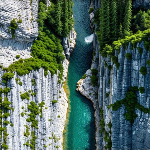Dron snima prelepi kanjon Soče iz vazduha, prikazujući prirodne lepote i staze za istraživanje