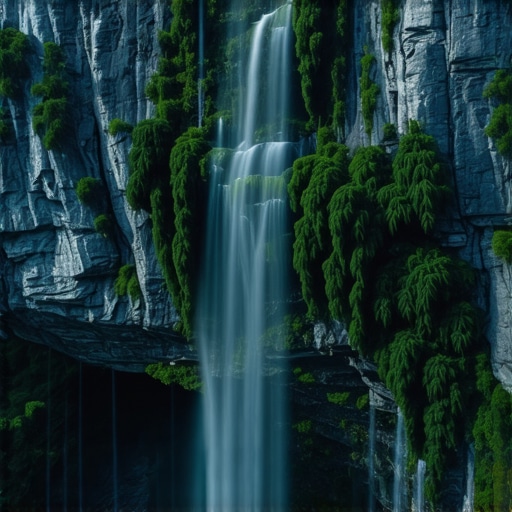 Drone shot of Niševačka klisura with waterfall in evening, highlighting geological features and natural beauty.