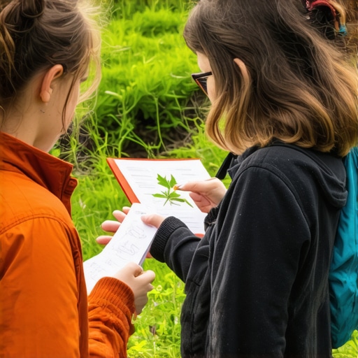 Ecological exploration in Fruška Gora Hikers using field guides to identify flora and fauna in Fruška Gora