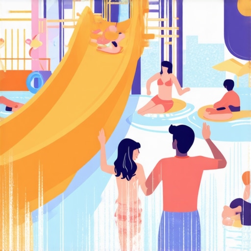 Family with children at a safe, eco-friendly water park in Serbia