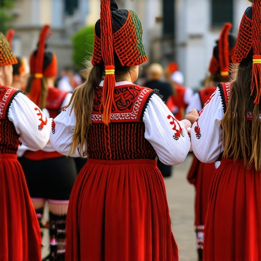 Colorful traditional dance and craft festival at Etno selo Stanišići
