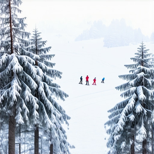 Beautiful winter landscape in Serbia showcasing small skijališta with snow and skiers