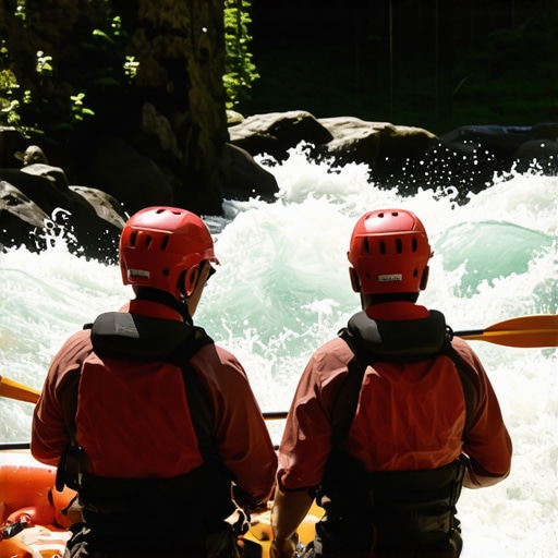 High-tech rafting safety tools and navigation Modern rafting safety equipment with GPS and drone technology for expert adventurers