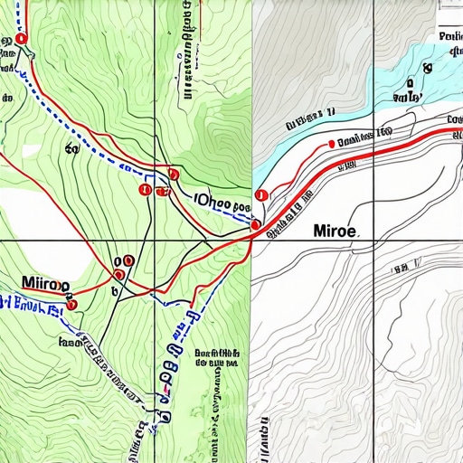 Detaljna mapa Miroča sa označenim stazama, vrhovima i prirodnim znamenitostima