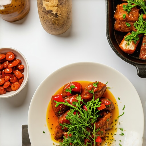 Serbian kitchen with modern cooking equipment and traditional ingredients
