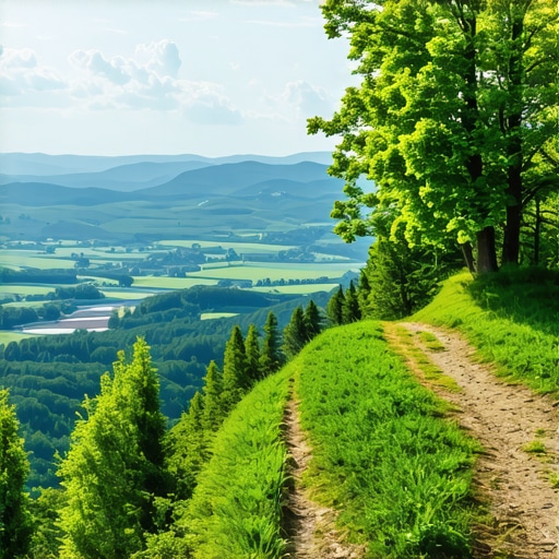 Panoramic view from Miroč summit Panoramic view from Miroč summit overlooking lush landscape