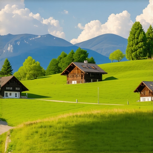 Beautiful panoramic view of Stara Planina with lodges and lush nature