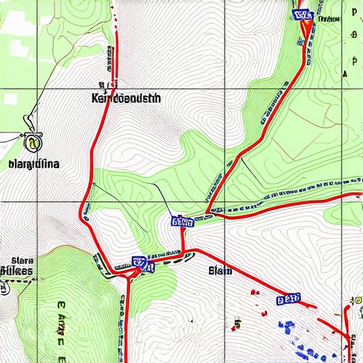 Topografska mapa sa sigurnosnim tačkama i rutama za planinare na Staroj Planini.