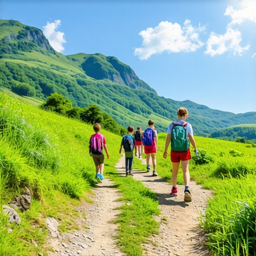 Deca i roditelji na sigurnoj planinarskoj stazi u prirodi Srbije, edukativni i avanturistički ambijent