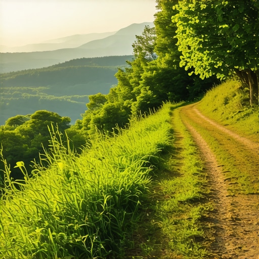 Scenic trail on Fruška Gora with lush greenery and distant views
