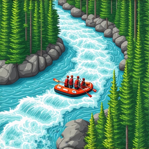 Winding river with rapids surrounded by lush forest, perfect for rafting adventures in Serbia.