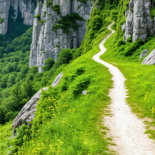 Beautiful mountain scenery in Serbia with hiking trail and lush greenery