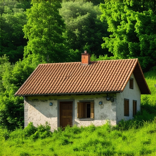 Traditional Serbian rural house surrounded by nature