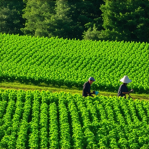 Organic farmers working on lush Serbian farm with eco-friendly practices.